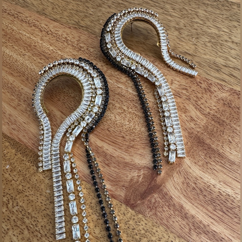 Anthropologie Gold and Black Statement Earrings